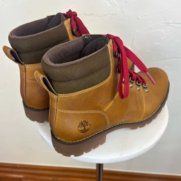 TIMBERLAND‎ Women's Ellendale Boot Cognac Brown Tan Leather Shoe Lace Up Size 7