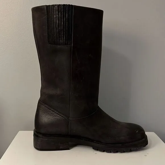 Timberland Women's Black Slip On Waterproof Leather High Riding Boots