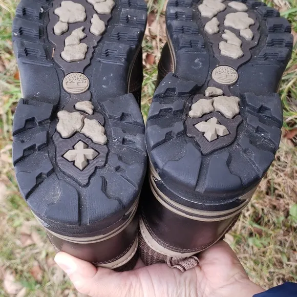 Timberland Youth Boys Waterproof Leather Hiking Boots Size 6 Brown Lace Up