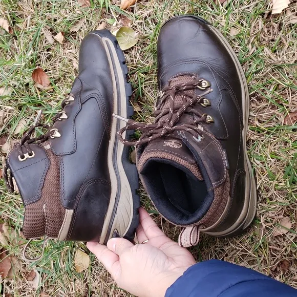 Timberland Youth Boys Waterproof Leather Hiking Boots Size 6 Brown Lace Up