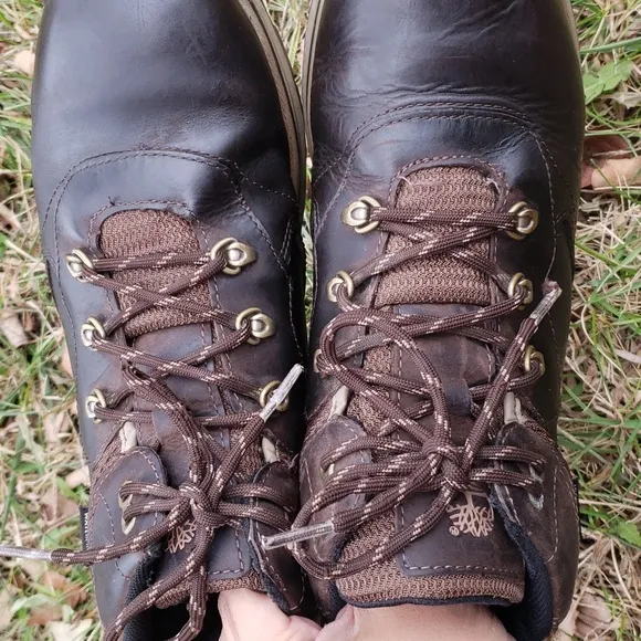 Timberland Youth Boys Waterproof Leather Hiking Boots Size 6 Brown Lace Up
