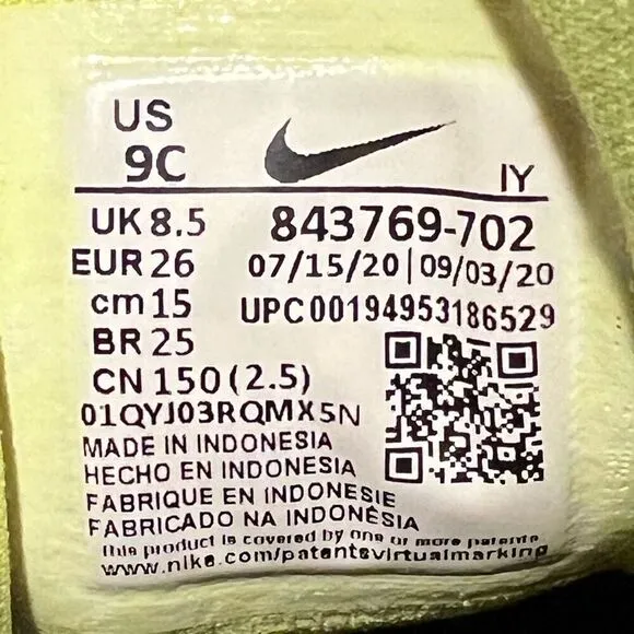 Toddlers NIKE Little Posite One Volt Sneakers / Size 9C