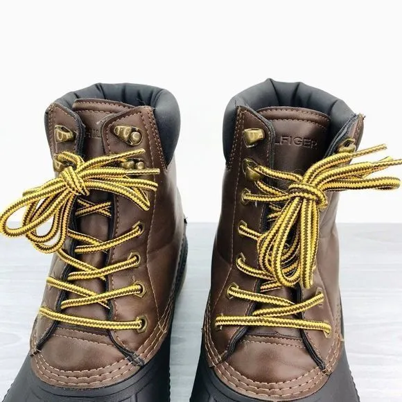 Tommy Hilfiger Colins 2‎ Men's 10 US Brown Faux Leather Waterproof Duck Boots