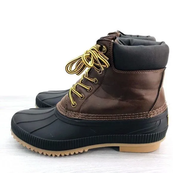Tommy Hilfiger Colins 2‎ Men's 10 US Brown Faux Leather Waterproof Duck Boots