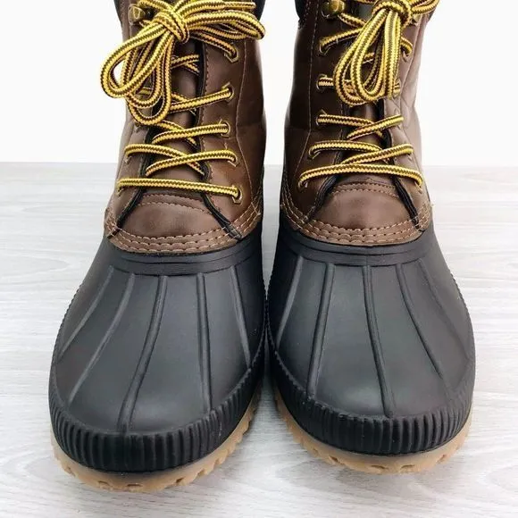 Tommy Hilfiger Colins 2‎ Men's 10 US Brown Faux Leather Waterproof Duck Boots
