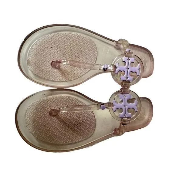 Tory Burch Mini Miller Jelly Thong Sandals Flip Flops Lilac Size 7 Waterproof