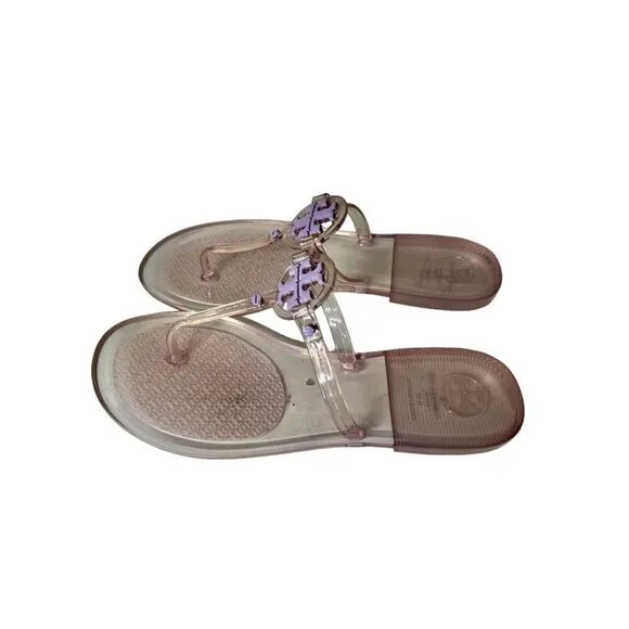 Tory Burch Mini Miller Jelly Thong Sandals Flip Flops Lilac Size 7 Waterproof
