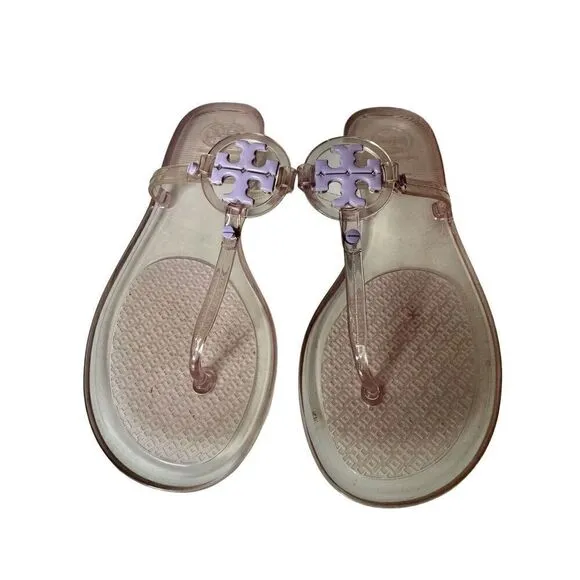 Tory Burch Mini Miller Jelly Thong Sandals Flip Flops Lilac Size 7 Waterproof