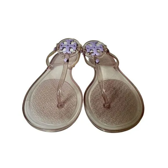 Tory Burch Mini Miller Jelly Thong Sandals Flip Flops Lilac Size 7 Waterproof