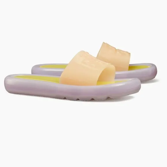 Tory Burch Sandals Bubble Slides Jelly Cloud Purple &amp; Neon SZ 11 NEW in Box