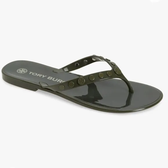 Tory Burch Studded Jelly Thong Sandals in Perfect Black