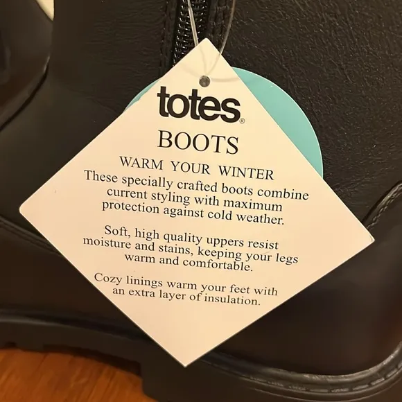 Totes Stadium Waterproof Boots Black Mens Size 12