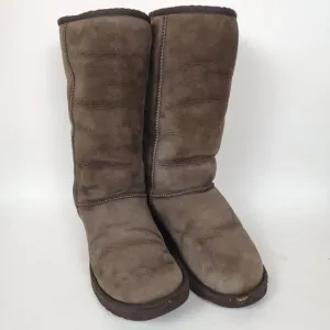 Ugg Australia CLASSIC TALL CHOCOLATE Boots Womens Brown Suede Winter Size 8W