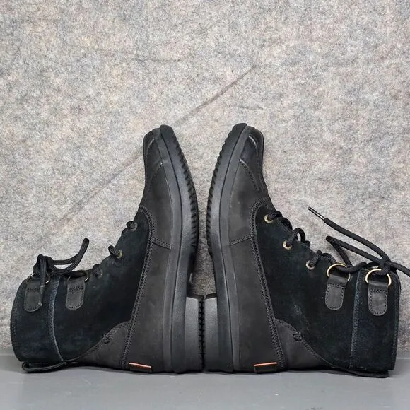 UGG‎ Azaria Boots Women's 6 Black Leather Duck Winter Sherpa Lined Waterproof