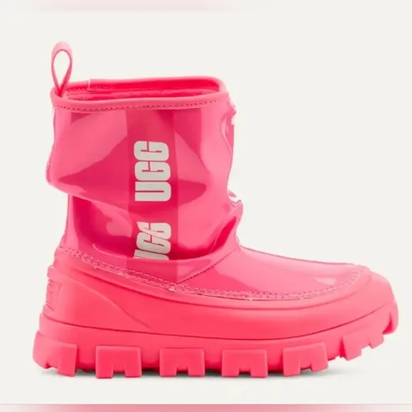 UGG Classic Brellah Mini Girl Super Coral Hot Pink Slouchy Waterproof Rain Boots