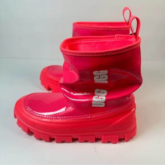 UGG Classic Brellah Mini Girl Super Coral Hot Pink Slouchy Waterproof Rain Boots