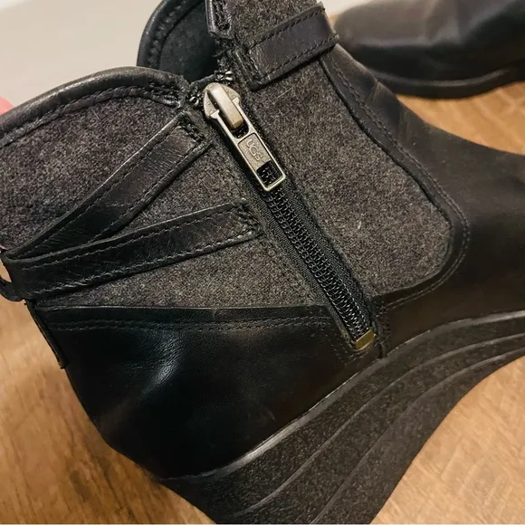 UGG Emalie Waterproof Full Grain Leather Wedge Ankle Boots