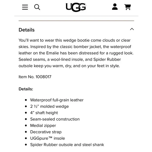 UGG Emalie Waterproof Full Grain Leather Wedge Ankle Boots