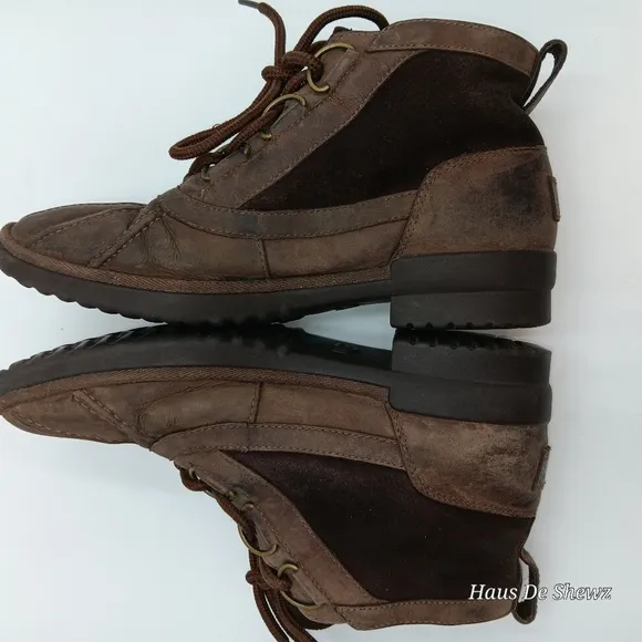 UGG Heather Ankle Boots Chestnut Leather Waterproof 1095156 Women’s Size 7.5