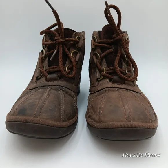 UGG Heather Ankle Boots Chestnut Leather Waterproof 1095156 Women’s Size 7.5