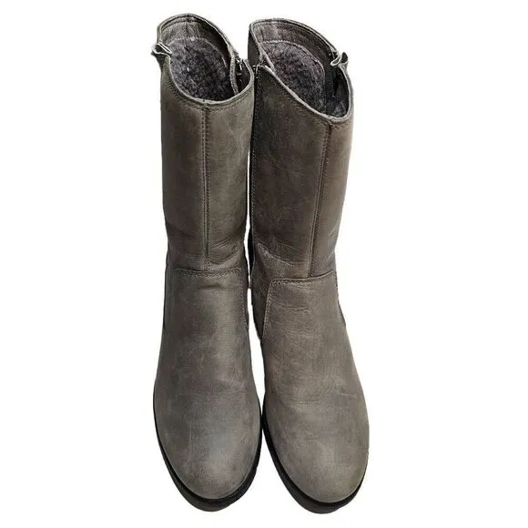 UGG Joely Wedge Boot 1012528 Gray Leather Zip Waterproof Lined Boots Size  7