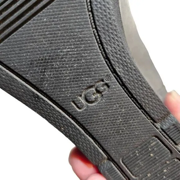 UGG Joely Wedge Boot 1012528 Gray Leather Zip Waterproof Lined Boots Size  7
