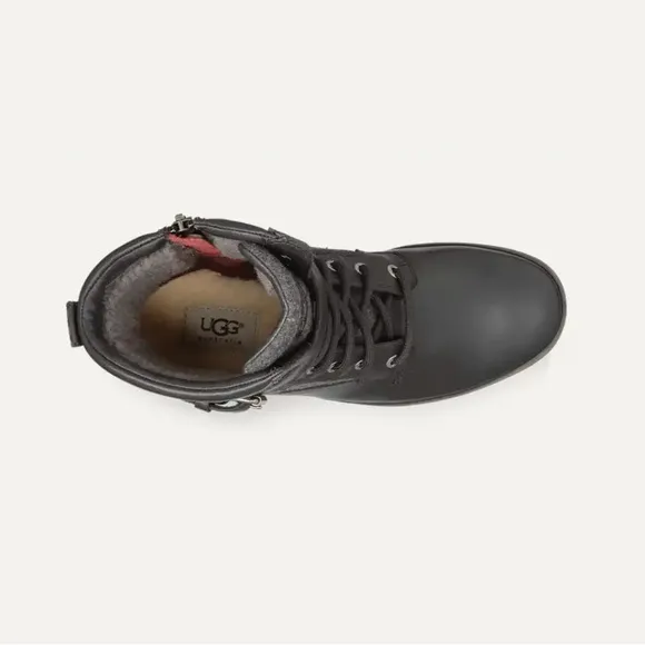 UGG Kesey Black and Gray Lace-Up Boots women’s 9.5 Vintage Combat Look