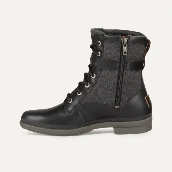 UGG Kesey Black and Gray Lace-Up Boots women’s 9.5 Vintage Combat Look