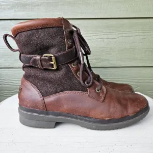 UGG Kesey Boots Brown Waterproof Side Zip Rain Boots 1005264 Women's Size 7.5