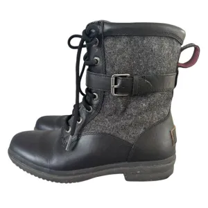 UGG Kesey Waterproof Black Leather Wool Winter Combat Boots Womens Size 7