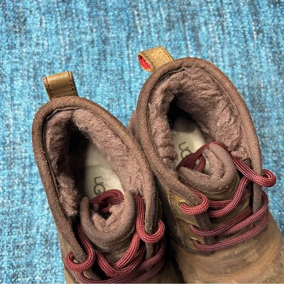 UGG Kids Neumel 11 Waterproof Leather Lace Up Boots in Brown
