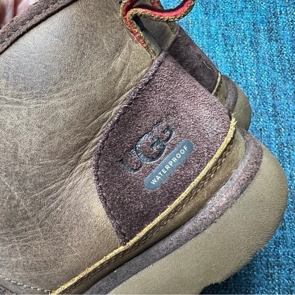 UGG Kids Neumel 11 Waterproof Leather Lace Up Boots in Brown