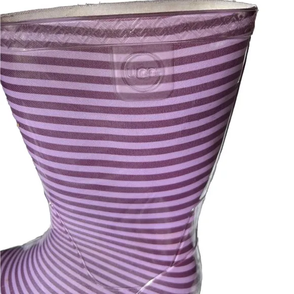 UGG Kids Raana Stripes Purple Passion Rubber Rain Boots Waterproof