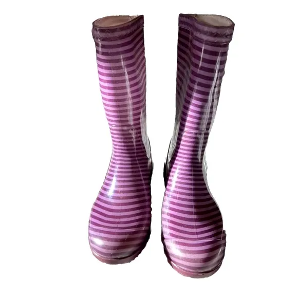 UGG Kids Raana Stripes Purple Passion Rubber Rain Boots Waterproof
