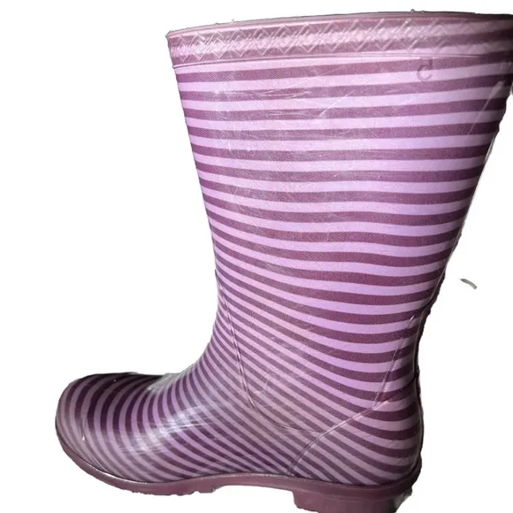 UGG Kids Raana Stripes Purple Passion Rubber Rain Boots Waterproof