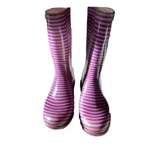 UGG Kids Raana Stripes Purple Passion Rubber Rain Boots Waterproof
