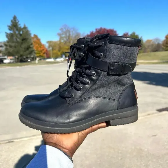 UGG Women’s Kesey Waterproof Leather Boots Size 8.5 Black