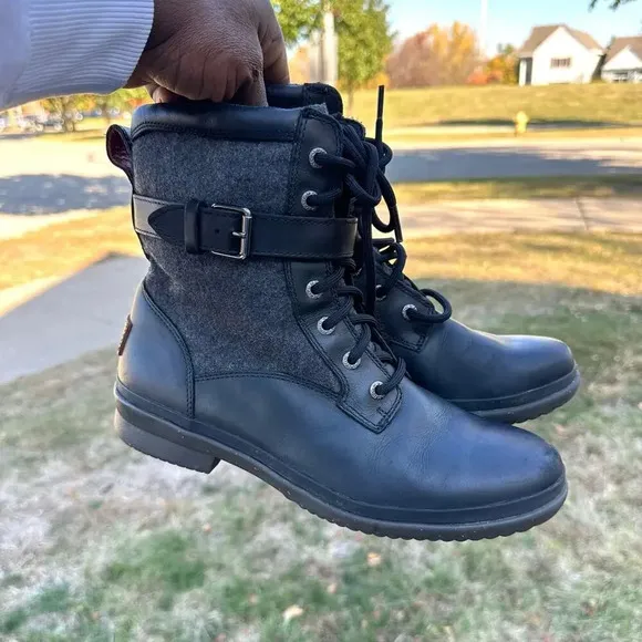 UGG Women’s Kesey Waterproof Leather Boots Size 8.5 Black
