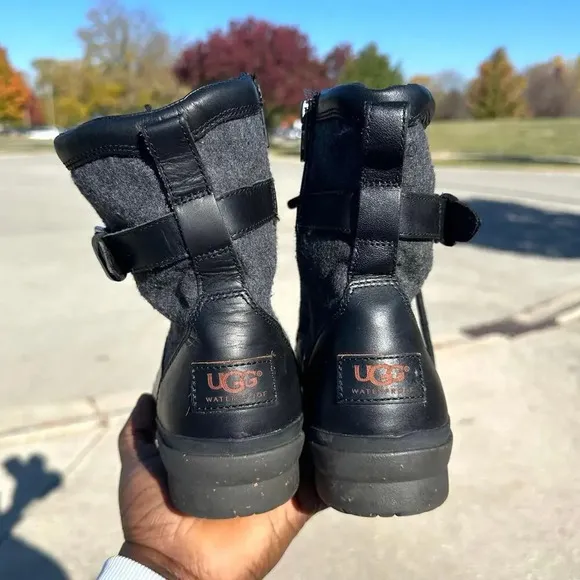 UGG Women’s Kesey Waterproof Leather Boots Size 8.5 Black