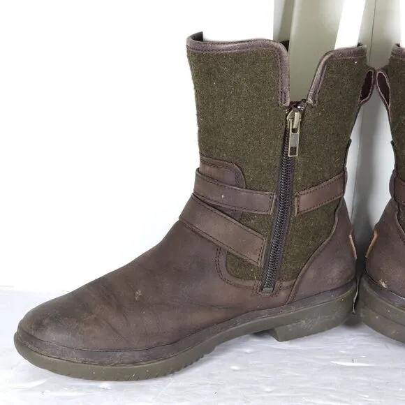 UGG Women's Simmens US 7 Brown Leather Lined LaceUp Waterproof Winter Boots