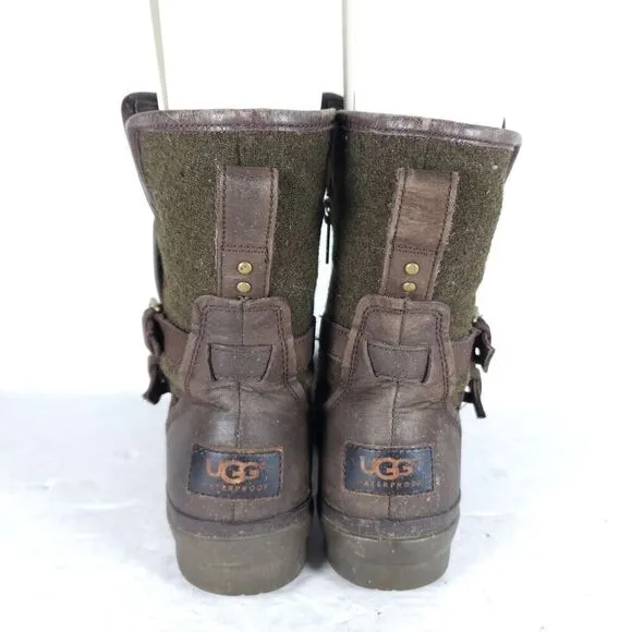 UGG Women's Simmens US 7 Brown Leather Lined LaceUp Waterproof Winter Boots
