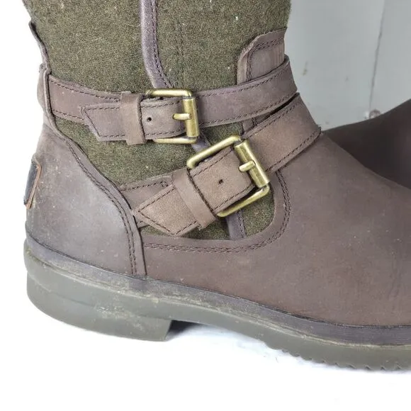 UGG Women's Simmens US 7 Brown Leather Lined LaceUp Waterproof Winter Boots