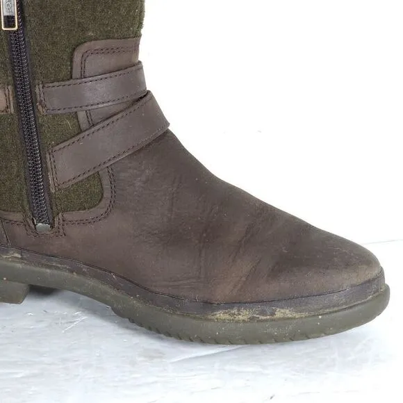 UGG Women's Simmens US 7 Brown Leather Lined LaceUp Waterproof Winter Boots