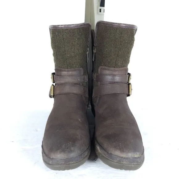 UGG Women's Simmens US 7 Brown Leather Lined LaceUp Waterproof Winter Boots