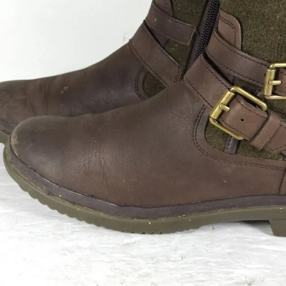 UGG Women's Simmens US 7 Brown Leather Lined LaceUp Waterproof Winter Boots