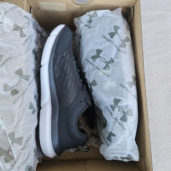 Under Armour Black and White Sneakers with Breathable Mesh and Cushioned Sole