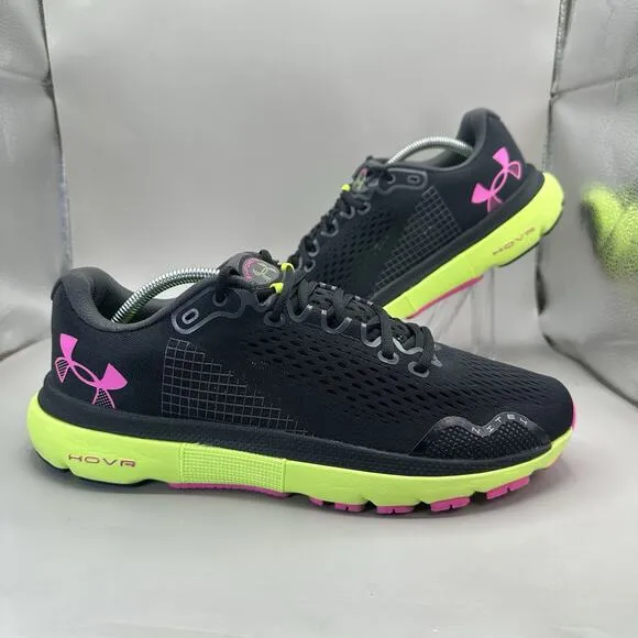 Under Armour HOVR Infinite 4 Running Shoes Black Green Pink 3024897-006 Men’s 11