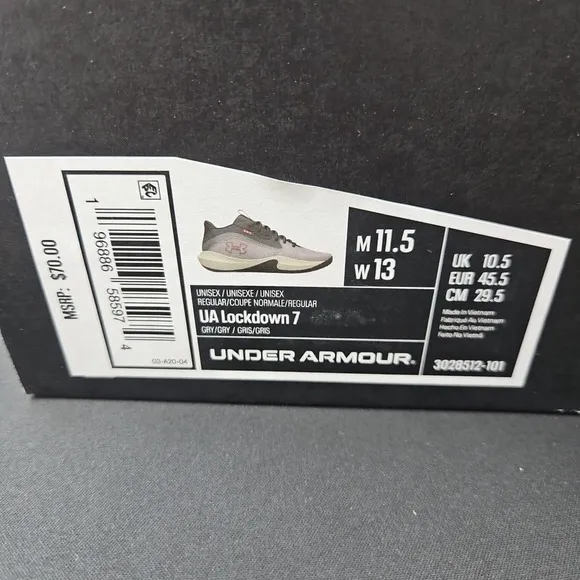 Under Armour Lockdown 7 Tetra Gray Basketball Shoes 3028512-101 Men's Size 11.5