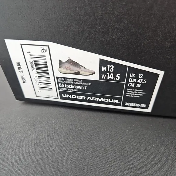 Under Armour Lockdown 7 Tetra Gray Basketball Shoes 3028512-101 Mens Size 13 New