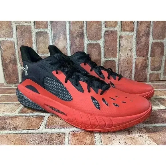Under Armour Mens Size 17 HOVR Havoc 3 Red Black Basketball Sneakers Shoes New